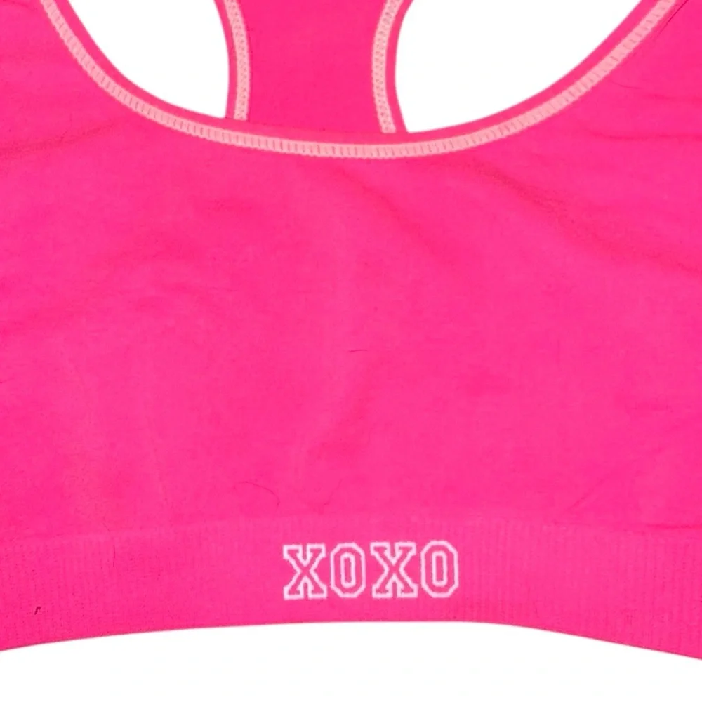 XOXO Girl size M 8/10 bright Pink unlined unpadded athletic racerback Sports Bra